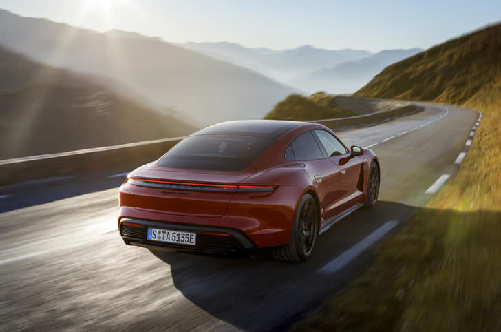 Porsche Taycan Rear View Porsche Taycan Rear View